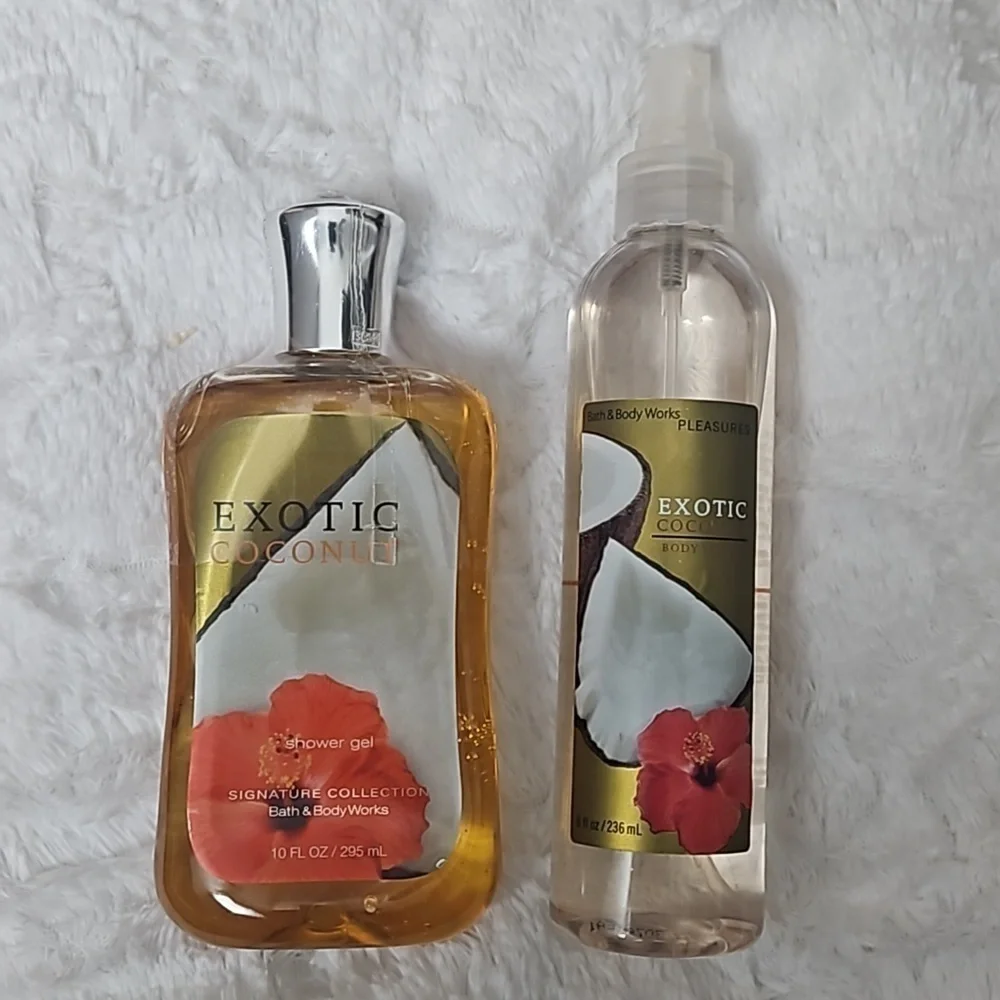 Bath and Body Works Exotic Coconut Retired Shower Gel and Splash